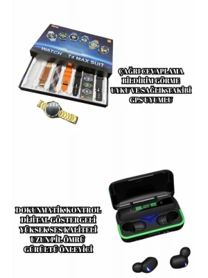 ® Powerbank Bluetooth Kulaklık Ve Akıllı Saat 7 Kordonlu Metal Kordon Plastik Kordon