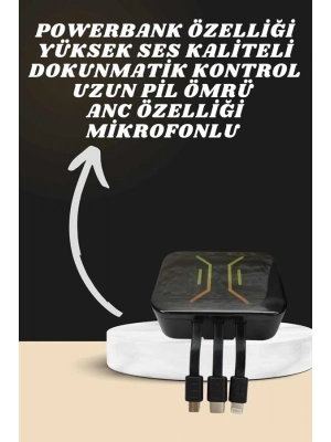 ® Powerbank Kulaklık ve 7 Kordonlu Akıllı Saat Çoklu Şarj Girişi Bluetooth Bağlantılı