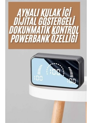 ® Powerbankli Bluetooth Kulaklık Yüksek Ses Aynalı Çift Dijital Gösterge Ekranı