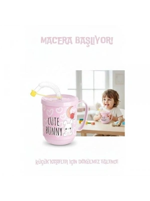® Premium Pipetli Çocuk Bardağı 350 ml -Alıştırma Bardağı ve Suluk