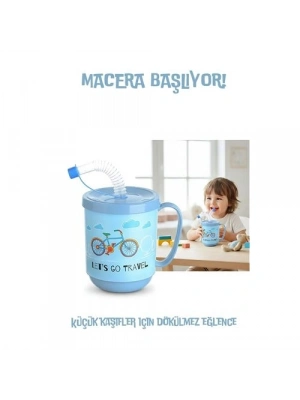 ® Premium Pipetli Çocuk Bardağı 350 ml -Alıştırma Bardağı ve Suluk