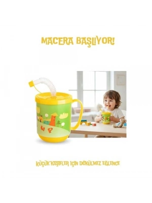 ® Premium Pipetli Çocuk Bardağı 350 ml -Alıştırma Bardağı ve Suluk