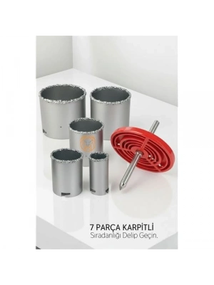 ® Profesyonel 7 Parça Elmas Karbür Buat Açma Seti - Darbeli ve Delici Uyumlu Panç Seti