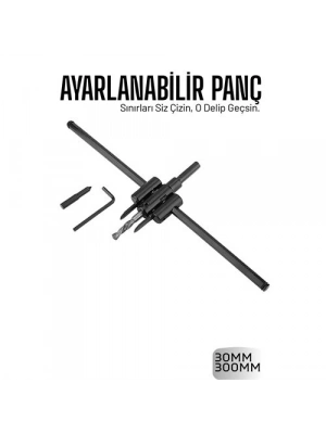 ® Profesyonel Ayarlı Daire Kesici Panç Seti (30-300mm) - Tungsten Çelik Uçlu Hassas Delme Seti