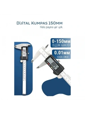 ® Profesyonel Dijital Kumpas 150mm - Karbon Fiber Gövde, Hassas LCD Ekran, İnç/Metrik Ölçüm Cihazı