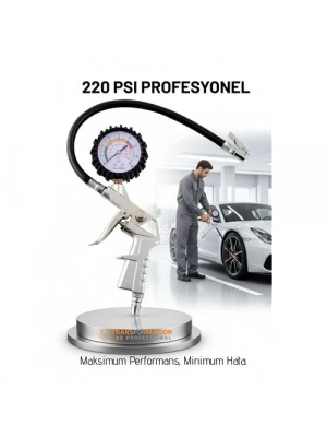 ® Profesyonel Lastik Şişirme Tabancası ve Hava Saati 220 PSI 16 Bar Çelik Alaşım Güçlü Gövde