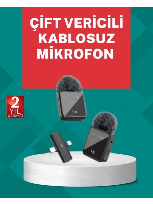 ® Profesyonel Ses Kayıtları İçin 2’li Kablosuz Yaka Mikrofon Seti