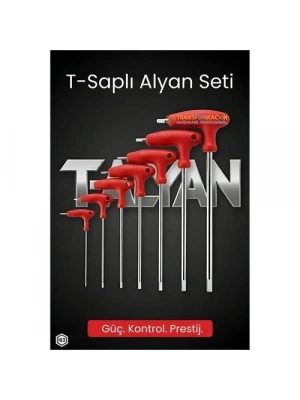 ® Profesyonel T-Saplı Alyan Seti | 7 Parça CR-V Çelik Hex Uçlu Güç Serisi