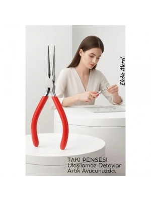 ® Profesyonel Uzun İnce Sivri Uçlu Kargaburun Takı Pensesi 12 cm - Hassas Mücevherat Onarımı