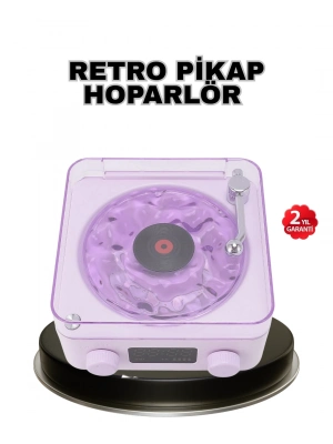 ® Projektör Işıklı Retro Hoparlör Bluetooth AUX USB Hafıza Kartlı 360° Sesli Şarjlı