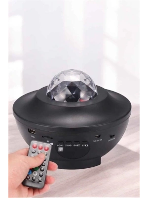 ® Projektör Yıldız Gece Lambası Disko Topu Bluetooth Bağlantılı Taşınabilir Şarjlı