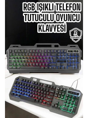 ® Q Klavye RGB Işıklı Klavye Ve Mouse Seti Kablolu Mouse Hediyeliş