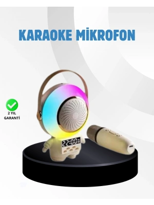 ® Renkli Işıklı Astronot Mini Bluetooth Speaker ve Karaoke Mikrofon