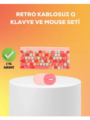 ® Renkli Retro Tuş Takımlı Klavye – 3 Cihaz Bağlantısı, Medya Kısayol Tuşları