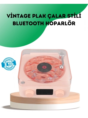 ® Retro Bluetooth Hoparlör – Kristal Ses, Gece Lambası, Saatli Tasarım