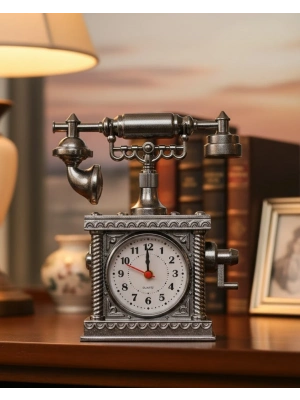 ® Retro Telefon Görünümlü Çalar Saat Masa ve Raf Dekoru