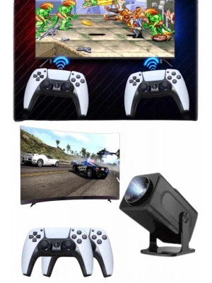 ® Retro Video Oyunu Konsolu Android Tv El Oyun Konsolu WIFI Taşınabilir Projeksiyon Cihazı