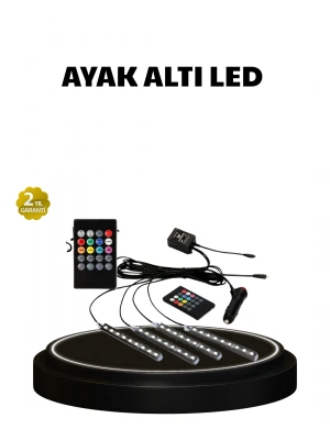 ® RGB Müzik Kontrollü Araç LED Işık Seti 48 LED 12V Uzaktan Kumandalı