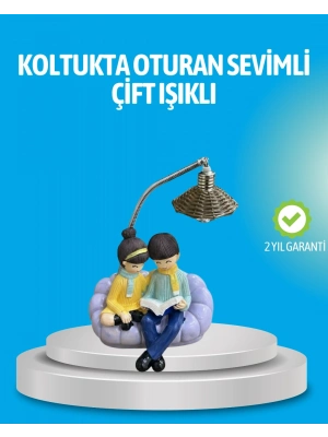 ® Romantik Çift Figürlü Okuyan Çift Masa Lambası Dekoratif LED Aydınlatma