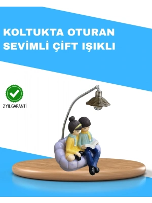 ® Romantik Çift Temalı Dekoratif Masa Lambası Yumuşak LED Işık