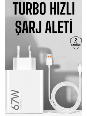 ® Şarj Aleti 67W Hızlı Şarj Turbo Type-C Uyumlu Şarj Adaptörü Kablosu