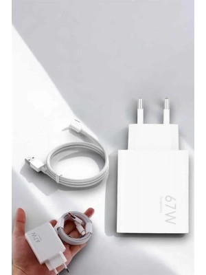 ® Şarj Aleti 67W Hızlı Şarj Turbo Type-C Uyumlu Şarj Adaptörü Kablosu