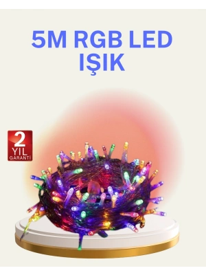 Şeffaf Kablolu 50 Ampullü 5 Metre LED Işık Dekoratif Aydınlatma
