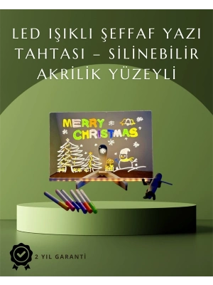 ® Şık ve Modern LED Pano – Neon Işıklı Silinebilir Akrilik Yazı Tahtası, 7 Renkli Kalem Dahil