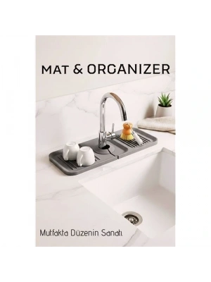 ® Silikon Batarya Matı & Lavabo Organizeri: Premium Musluk Altı Kurutma Matı