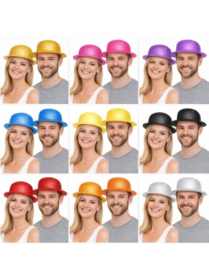 Simli Melon Şapka 9’lu Set - 9 Renk Parti ve Kostüm Şapkası