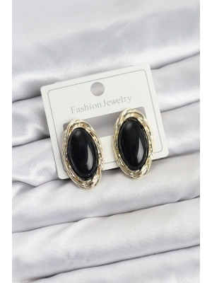 ® Siyah Badem Model Vintage Kadın Küpe