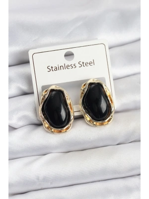 ® Siyah Damla Model Pirinç Vintage Kadın Küpe