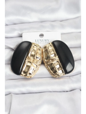 ® Siyah Renk Pirinç Vintage Kadın Küpe