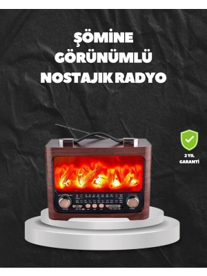 ® Solar Şarjlı Şömine Işıklı Bluetooth Hoparlör – Radyo, USB, TF Kart Destekli