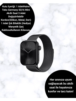 ® SQ-16 Mini Series 10 Akıllı Saat – 3 Kordon + Hediye Bileklik