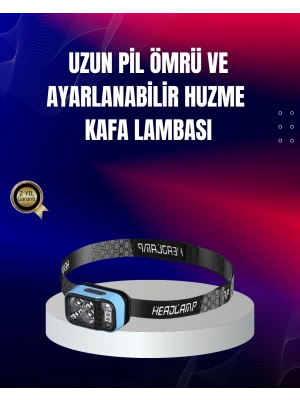 Süper Parlak LED Kafa Feneri 3 Renk 53 Mod Type C Şarjlı