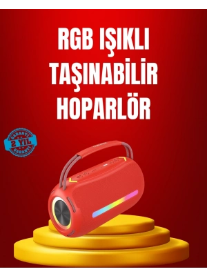® Suya Dayanıklı 20W RGB Hoparlör Bluetooth, USB, SD Kart ve AUX Girişli
