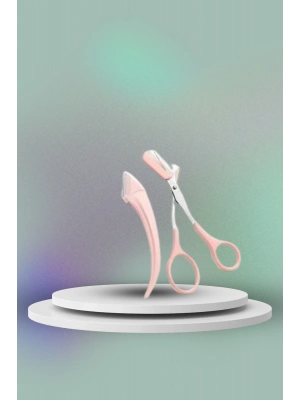 ® Taraklı Kaş Bıyık Makası Ve Kaş Ustura Seti Kaş Bıyık Tüy Alma Epilasyon Aleti 2li Set