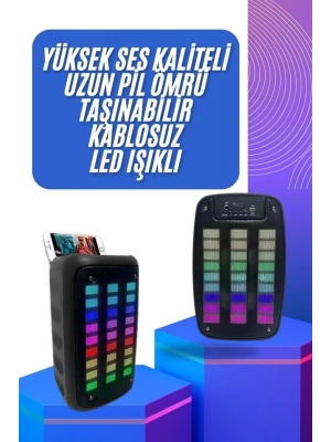 ® Taşınabilir 6.5 inç LED Bluetooth Kareoke Hoparlör RGB Işıklı Radyolu