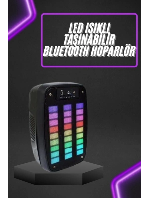 ® Taşınabilir 6.5 inç LED Bluetooth Kareoke Hoparlör RGB Işıklı Radyolu