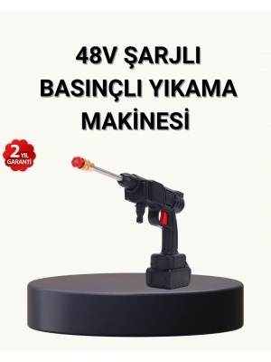® Taşınabilir Basınçlı Yıkama Makinesi – 5m Hortumlu, Köpük Şişeli, 48V Güçlü