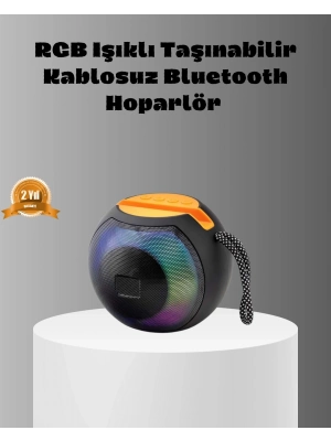 ® Taşınabilir Bluetooth Hoparlör – RGB Işıklı, Güçlü Bas ve 8 Saat Pil Ömrü