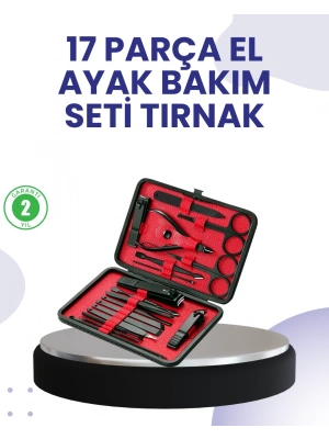 ® Taşınabilir Deri Kutulu 17 Parça Manikür Seti