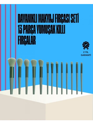 ® Taşınabilir Ergonomik Yapılı 13 Adet Fiber Kıllı Yüz ve Göz Makyaj Fırçası Seti