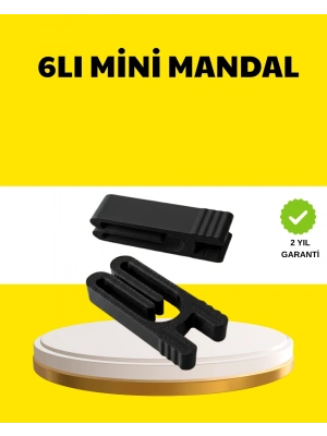 ® Tekrar Kullanılabilir Poşet Mandalı Siyah 6’lı Set