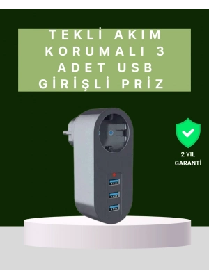 ® Termal Akım Korumalı 3 USBli Güvenli Priz – Akıllı Akım Dengeleme