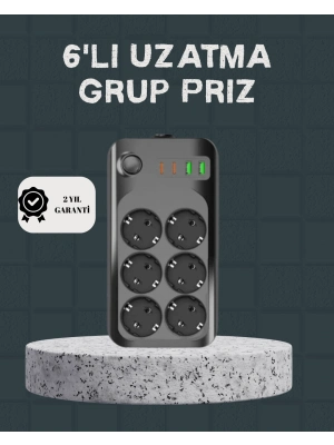 ® Termal Akım Korumalı 6’lı Uzatma Priz USB Type-C Hızlı Şarj 2500W