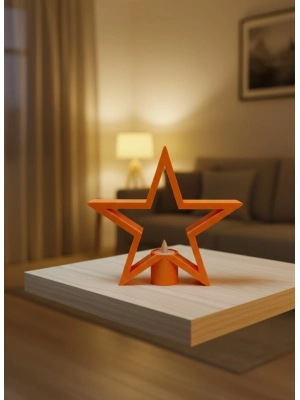 ® Turuncu Yıldız Mumluk Loş Işık Salon Dekoru