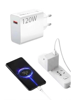 ® Type C Yüksek Hızlı Şarj Aleti Beyaz 120W Ultra Uzun Ömürlü