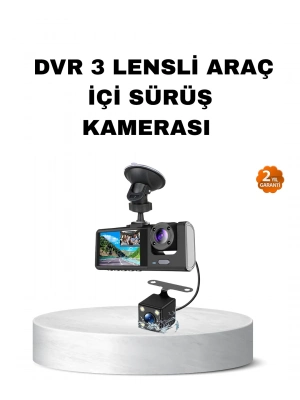 ® Üç Kameralı Araç İçi Kayıt Sistemi Full HD Gece Görüşlü ve G-Sensör Destekli